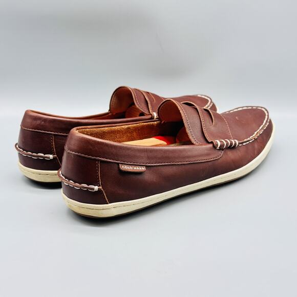 Cole Haan Shoes Mens 13 Brown Leather Driving Penny Loafers Moc Slip On Walking - Picture 7 of 11